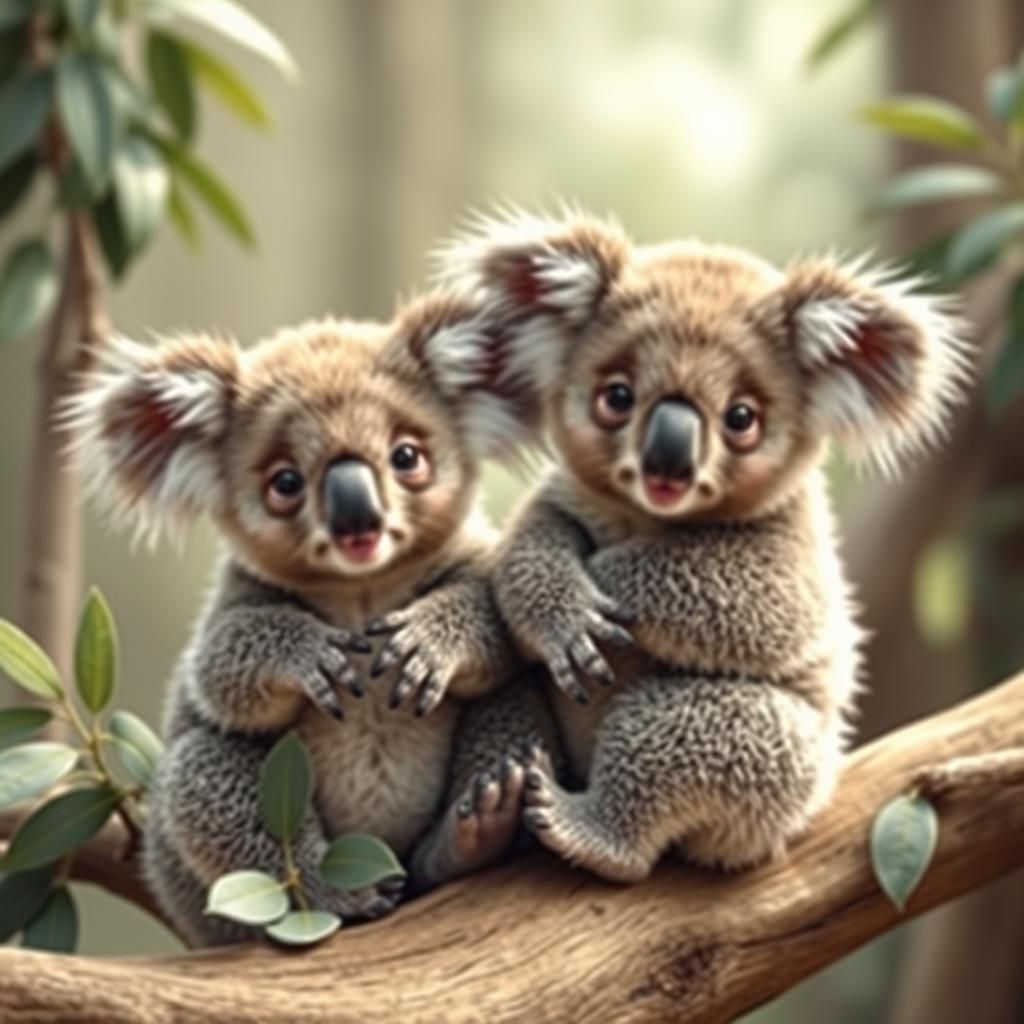 Adorable Koalas Cuddling