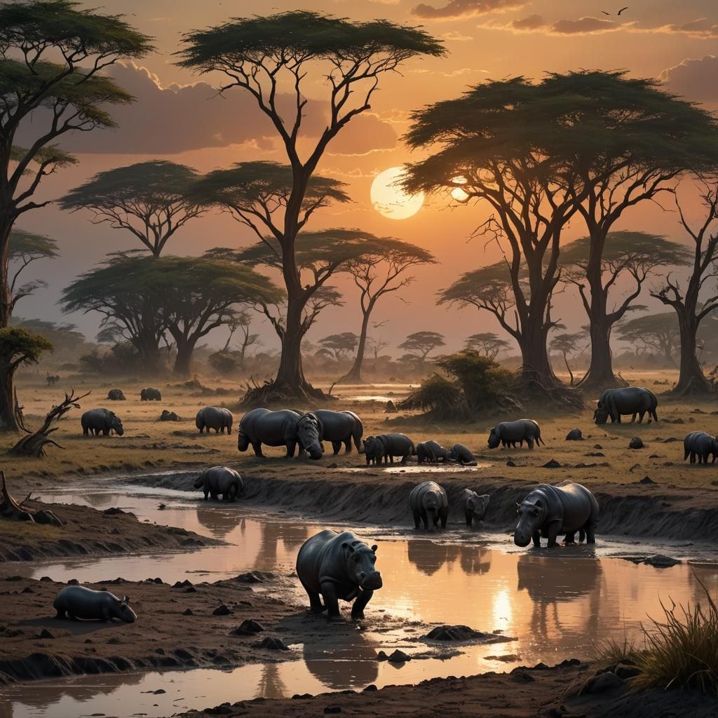 Wallowing Hippopotamus