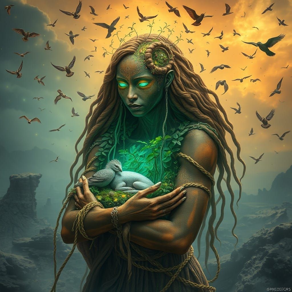 Mystical Shaman with Inner Oasis and Copper Sky