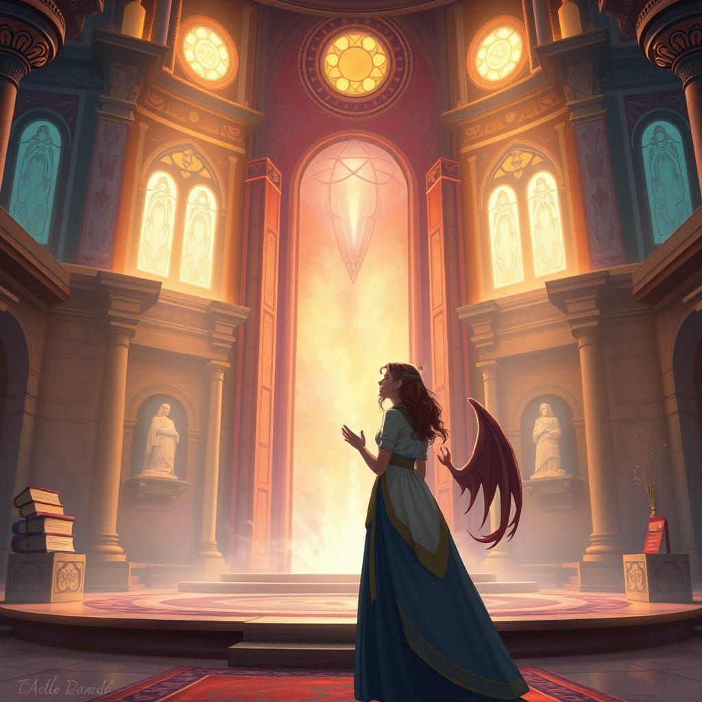 Rachel in Mystical Chamber with Luminara