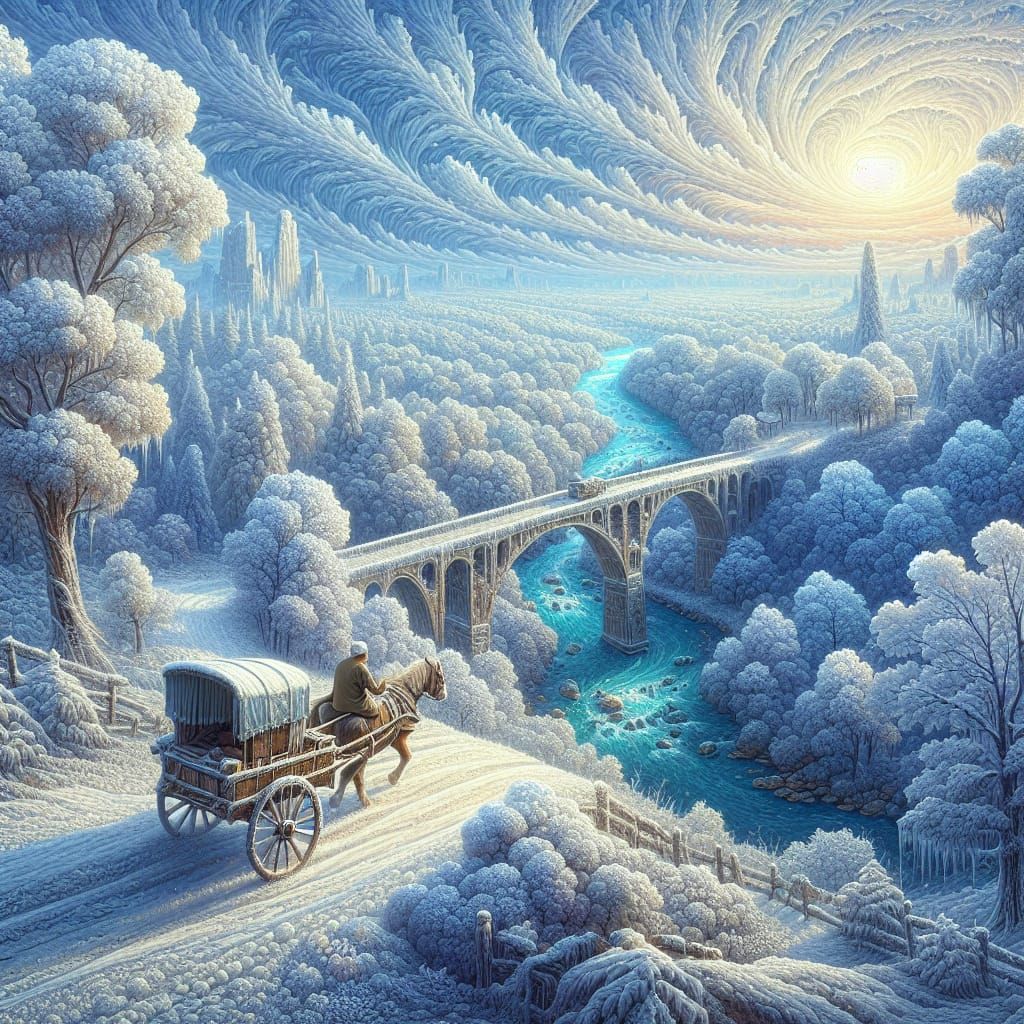 Winter Countryside Panorama in Sugar-Cube Art