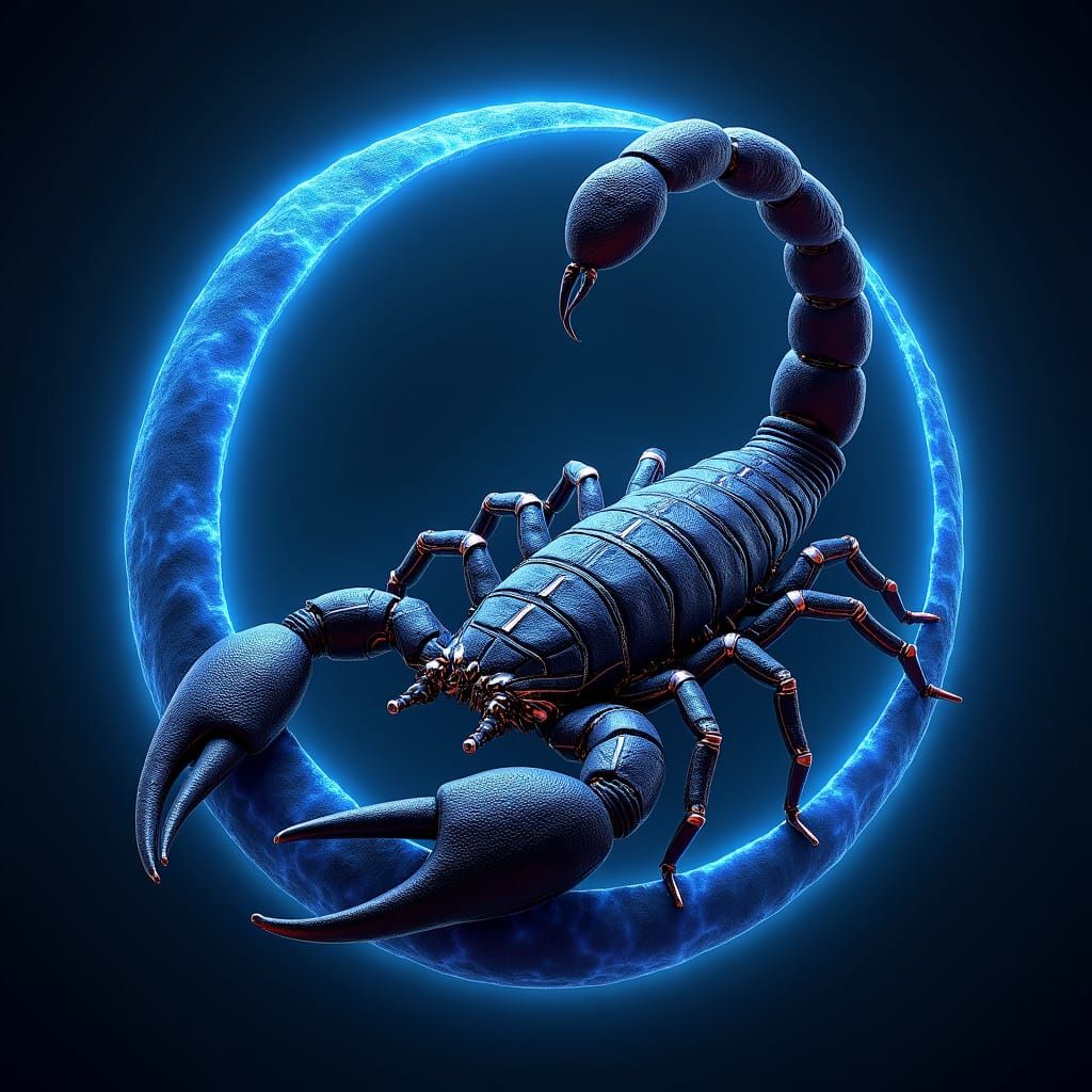 Majestic Dual-Tailed Scorpion in a Mystical Zodiac Setting