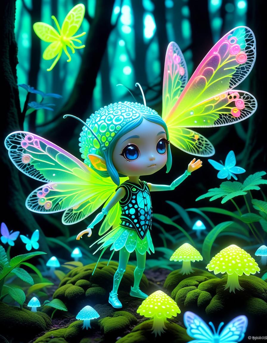 Elven Celebration in Brain Forest: Pop-Surrealist Style