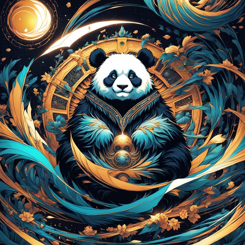 Rich Panda Comic Book Art in Ghibli Style