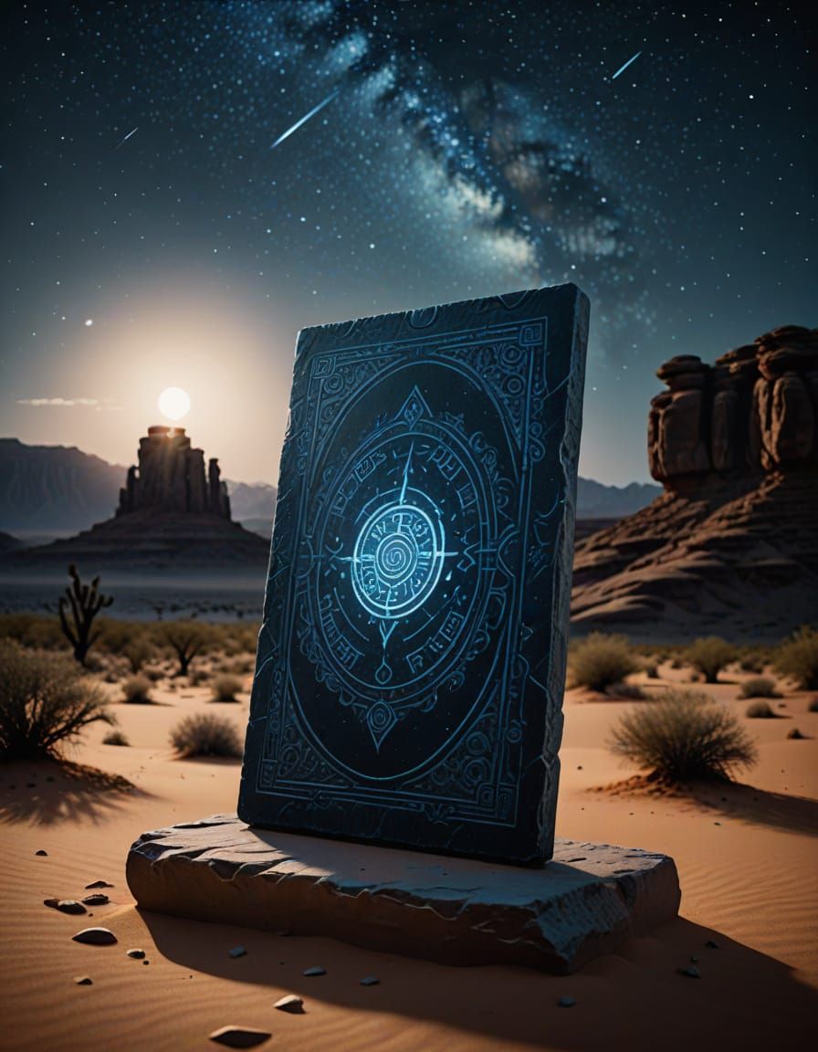 Moonlit Desert Stone Tablet in Cool Blue Tones