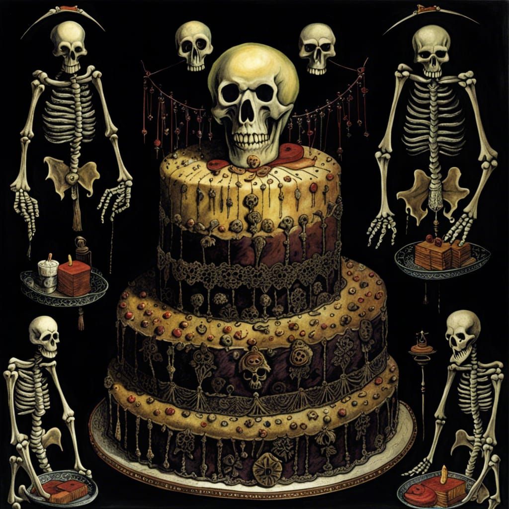 Gothic Cake with Skulls and Black Lace