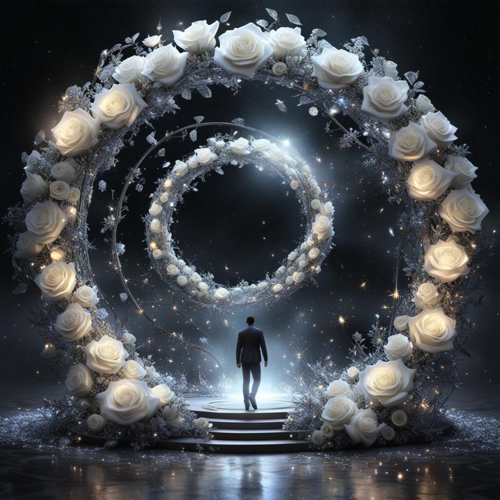 Crystal Rose Portal to a Starry Galaxy