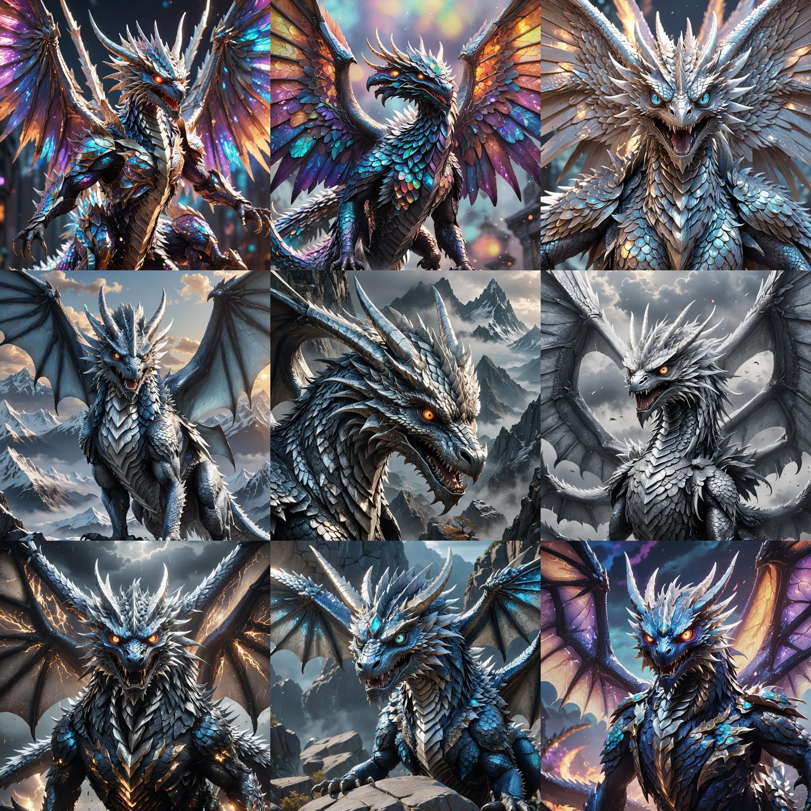 Silver Wyvern with Third Eye: 3D Anime Art