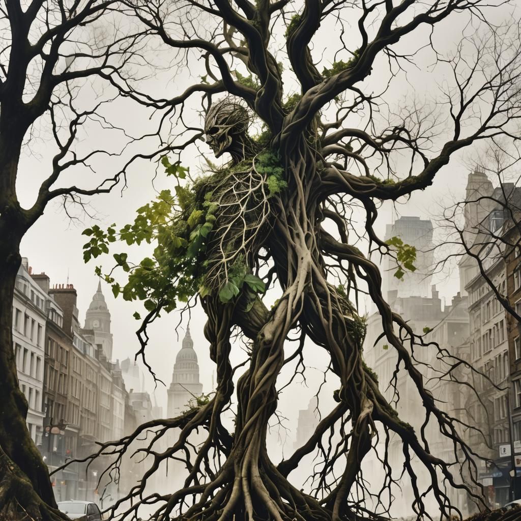 Surreal Root Creature Double Exposure in London