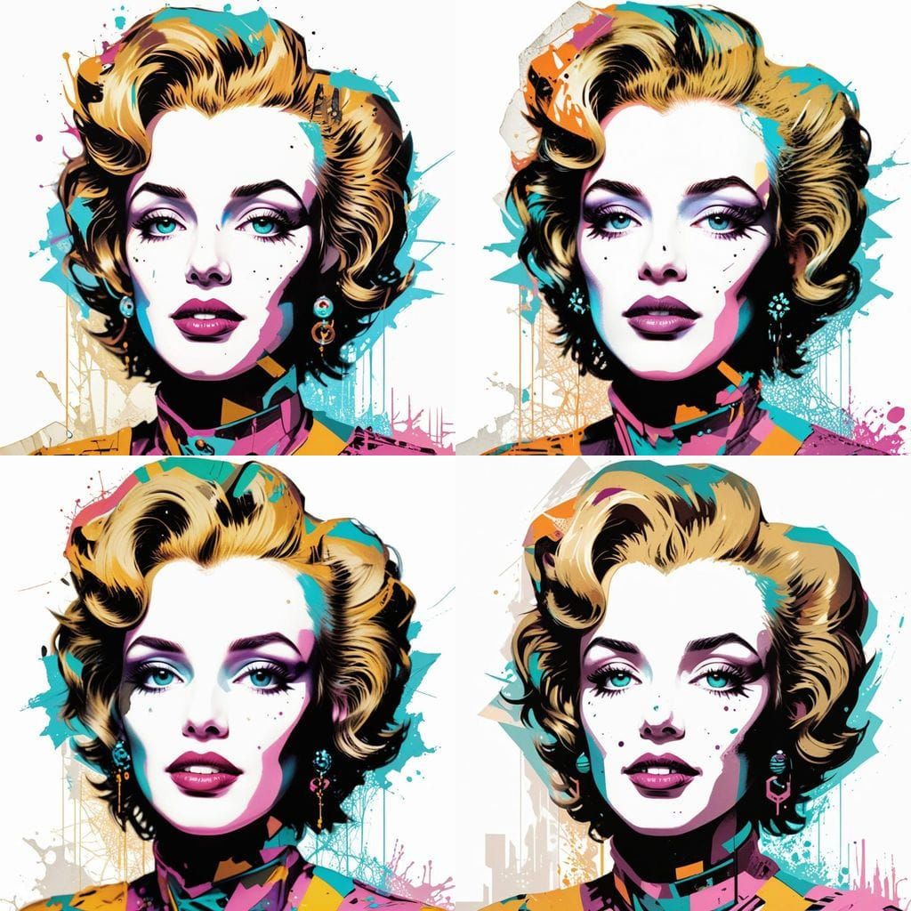 Surreal Pop Art Portrait in Neon Colors