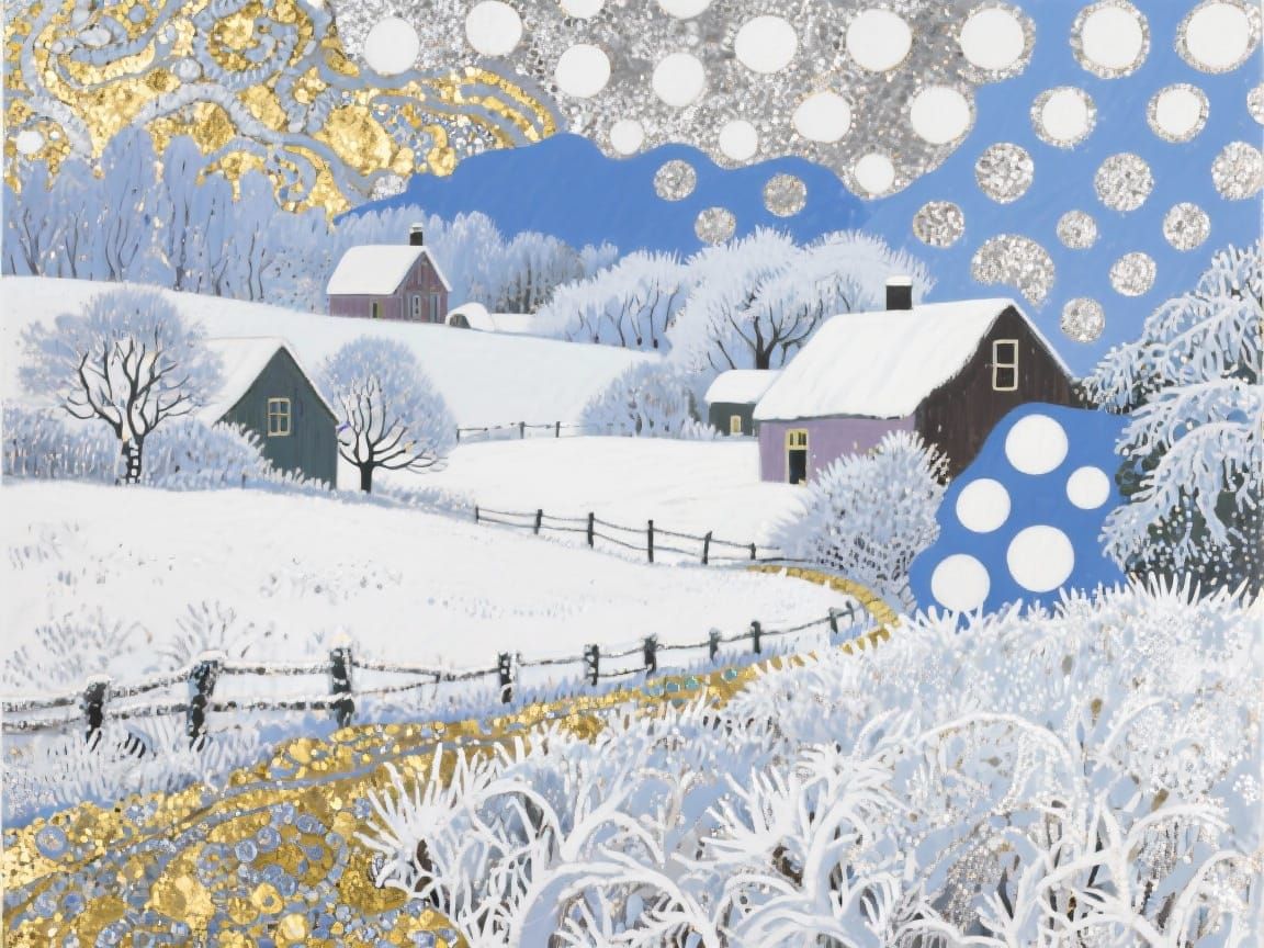 Frosty Country Morning in Mid-Century Pop Art Style