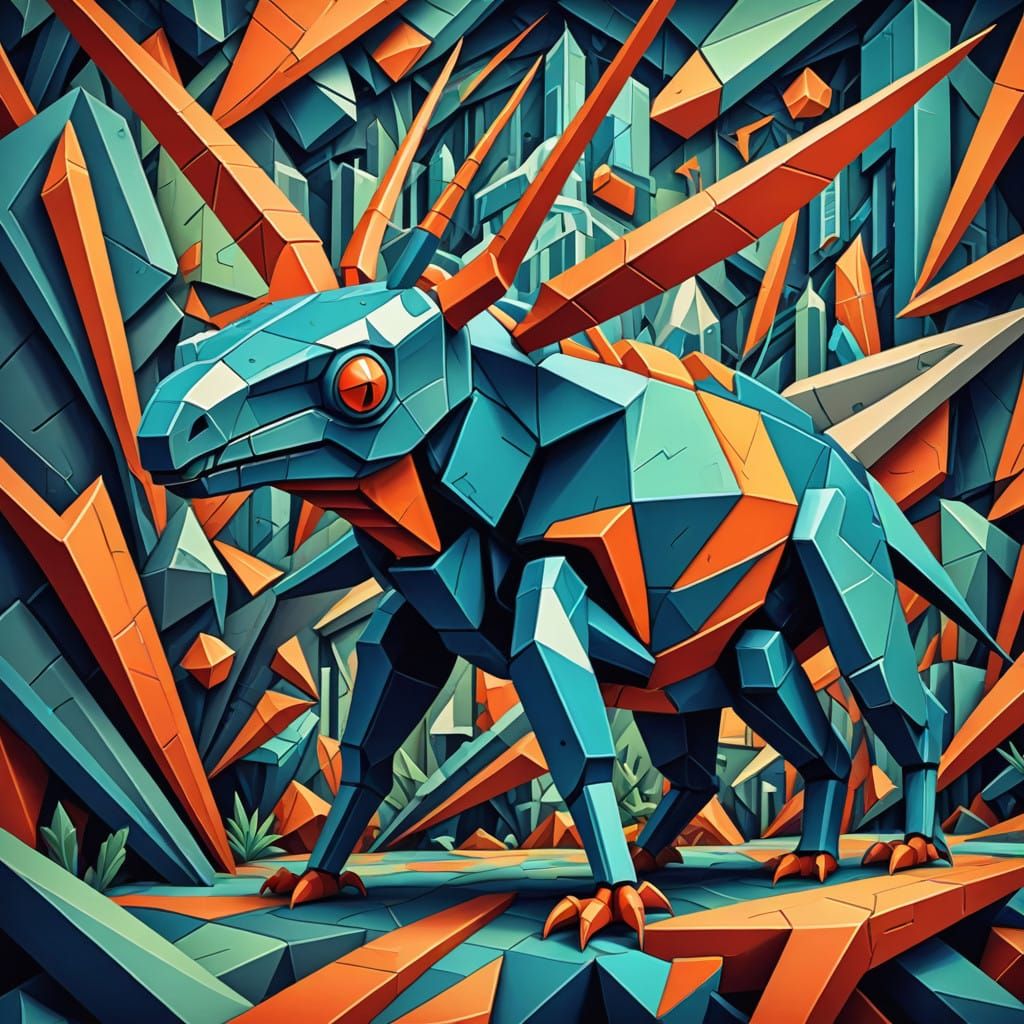 Intricate, Layered Cubist-Inspired Palaeodictyoptera