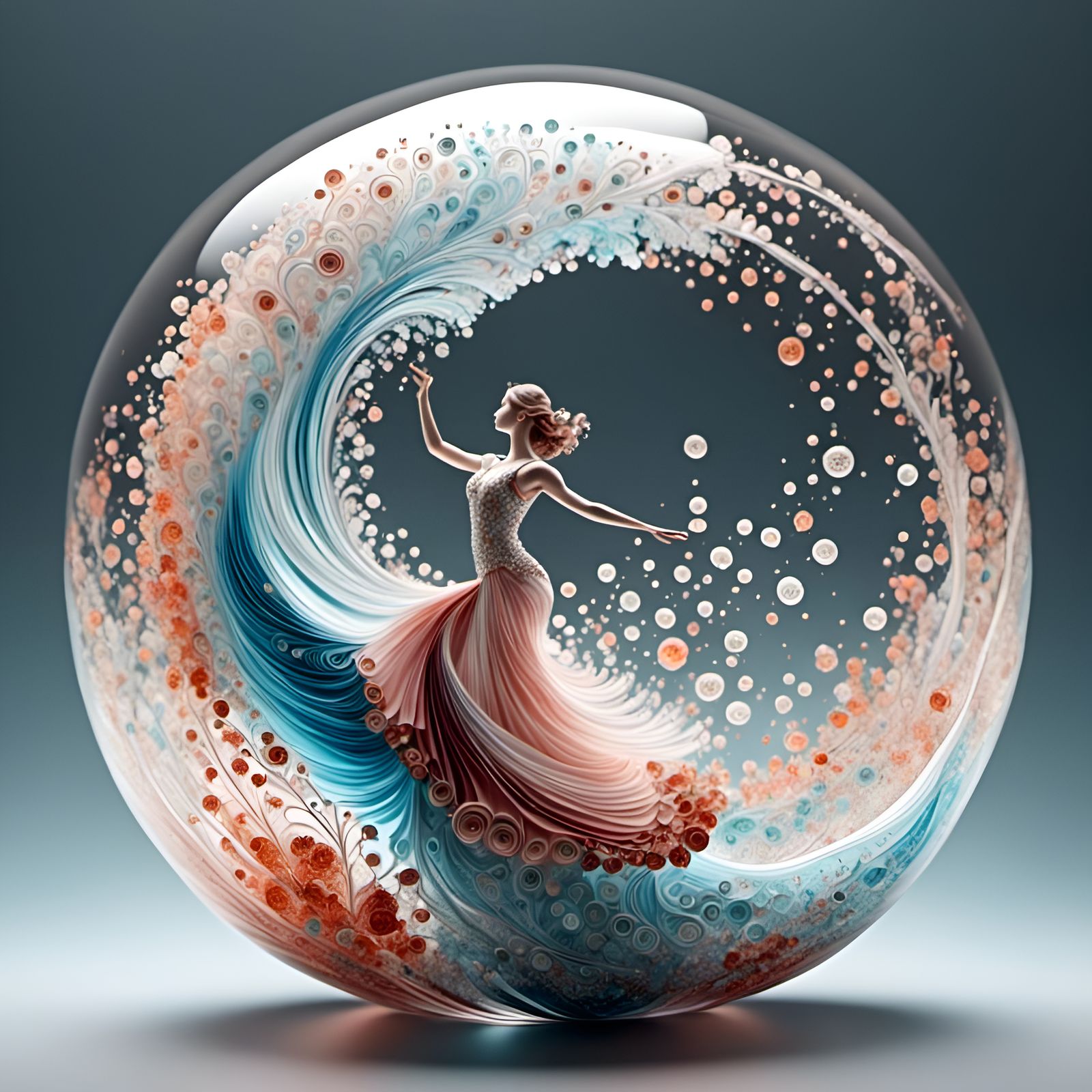 Flamenco Dancer in Glass Ball Fractal Art
