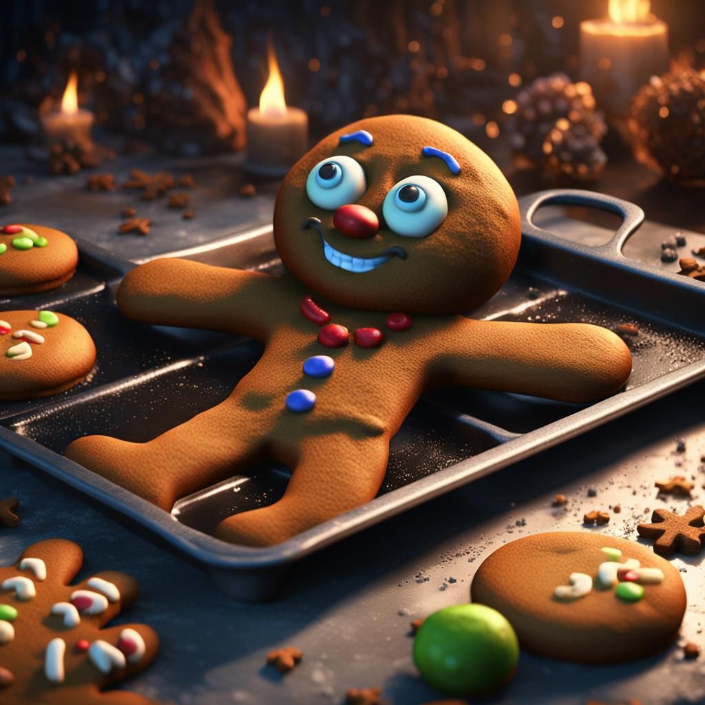 Cartoon Gingerbread Man's Shocking Baking Experience