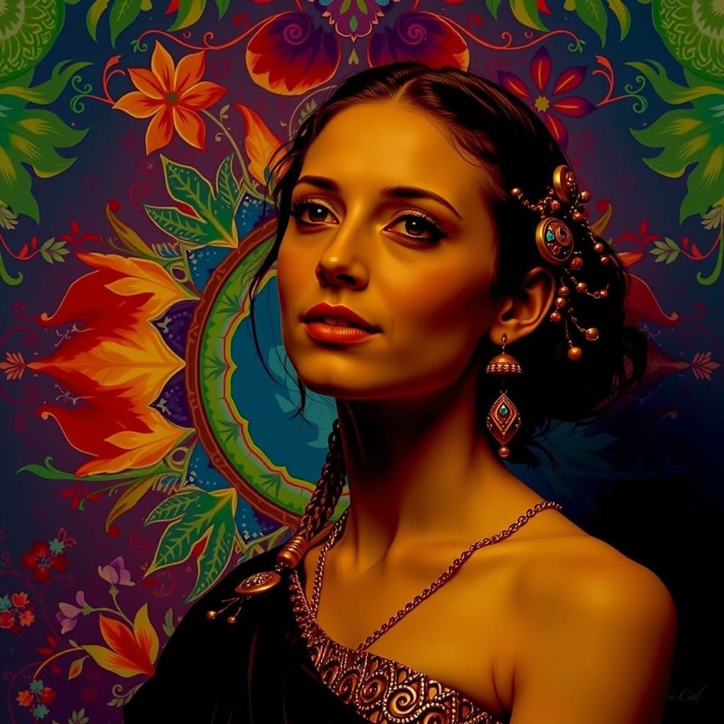 Psychedelic Garden Dream: Bold Hues and Mystic Elegance