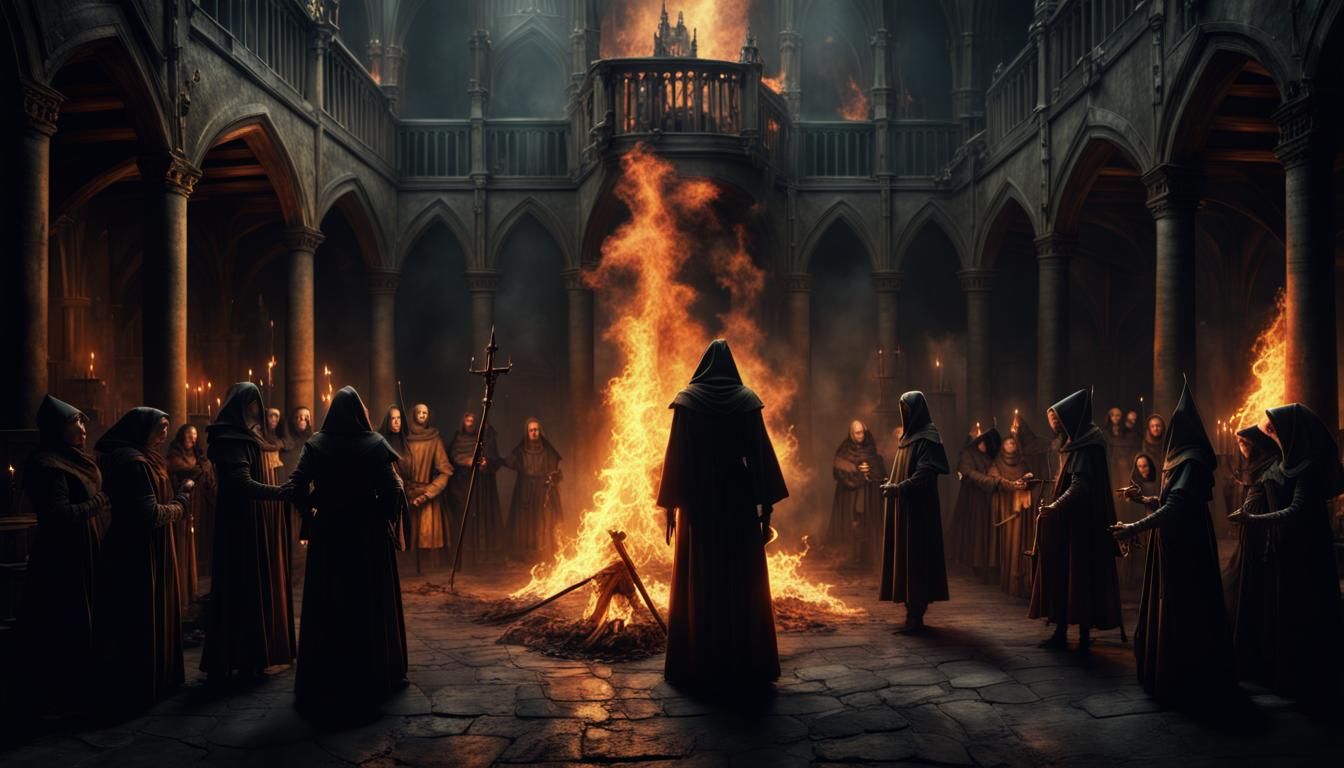 Inquisition burning a witch