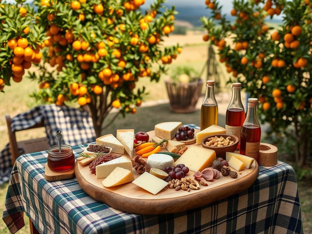 Victorian Cheese Platter in Hospitable Outdoor Scene