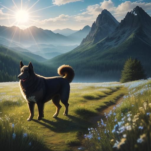 Polish Tatra Shepherd Dog in Mountain Meadow