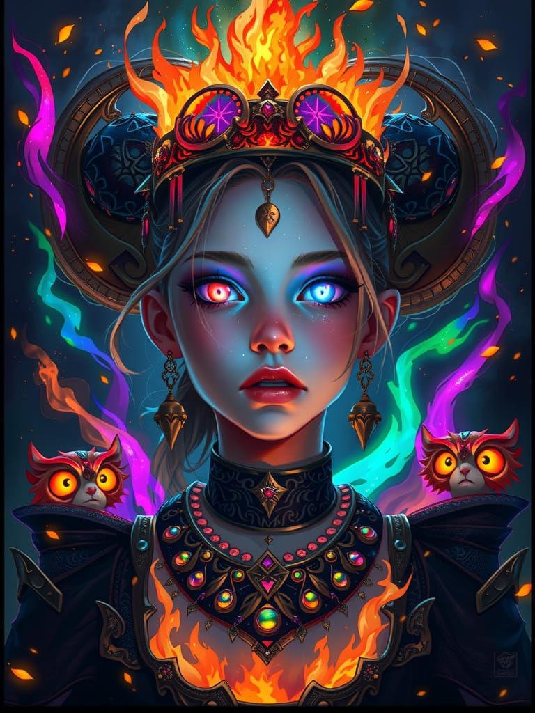 Fantasy Princess with Fiery Crown