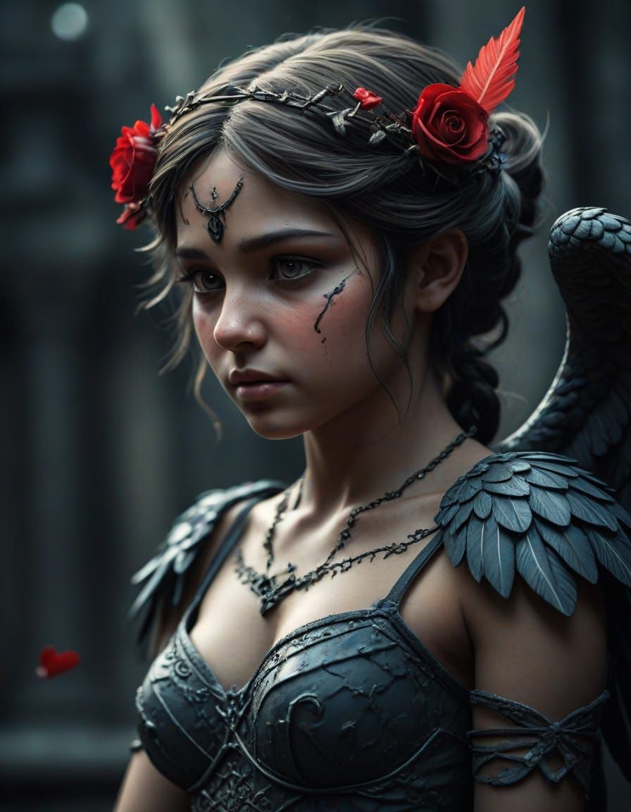 Dark Cupid's Valentine's Curse in Moody Cinematic Style