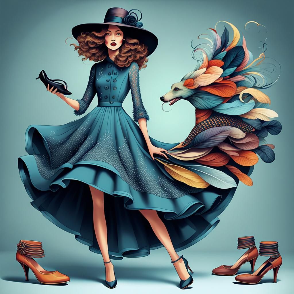 Vibrant French Woman Illustration in Watercolor Style