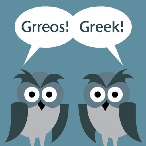 Owls Converse in Greek Chat Bubbles