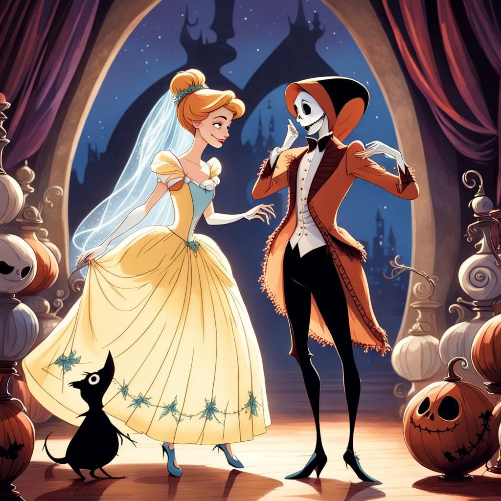 Cinderella and Sally Dancing in Ballgowns