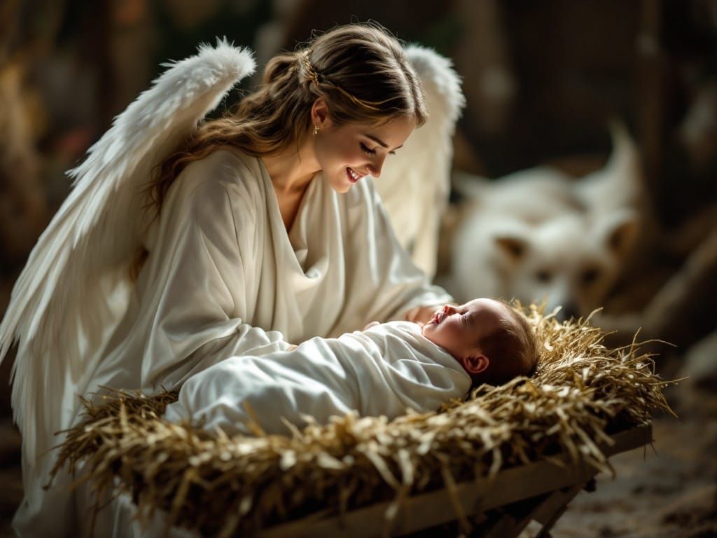 A Heavenly Angel Welcomes the Christ Child
