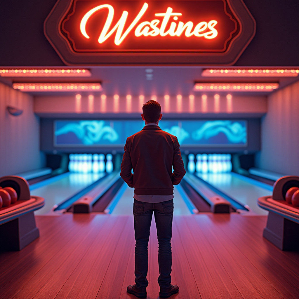 Confident Bowler in Luxurious Private Bowling Alley