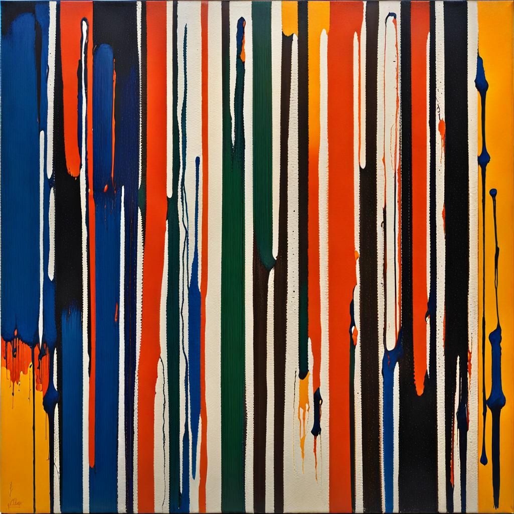 Abstract Expressionist Acrylic Painting with Drippings