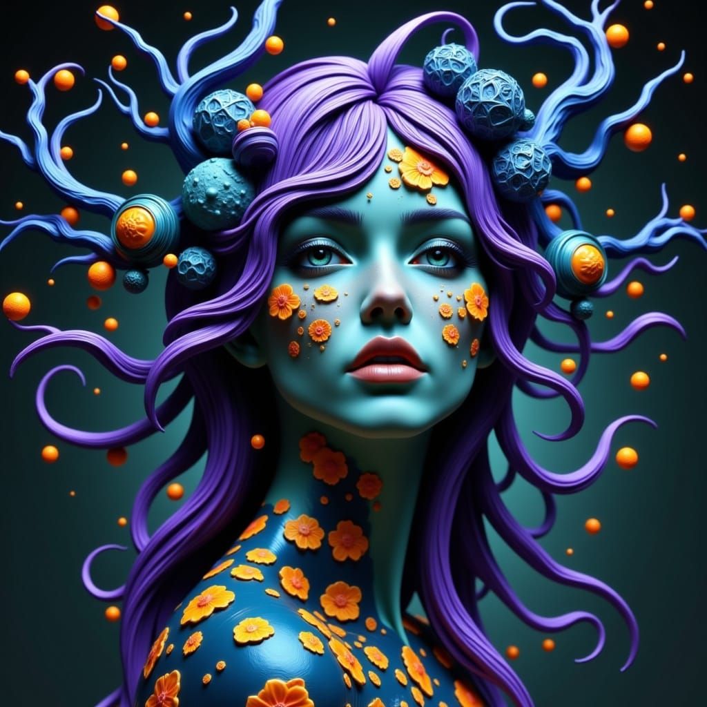 Detailed Portrait with Art Nouveau Elements