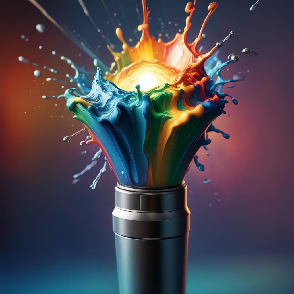 Detailed Flashlight in Colorful Splash Art Style