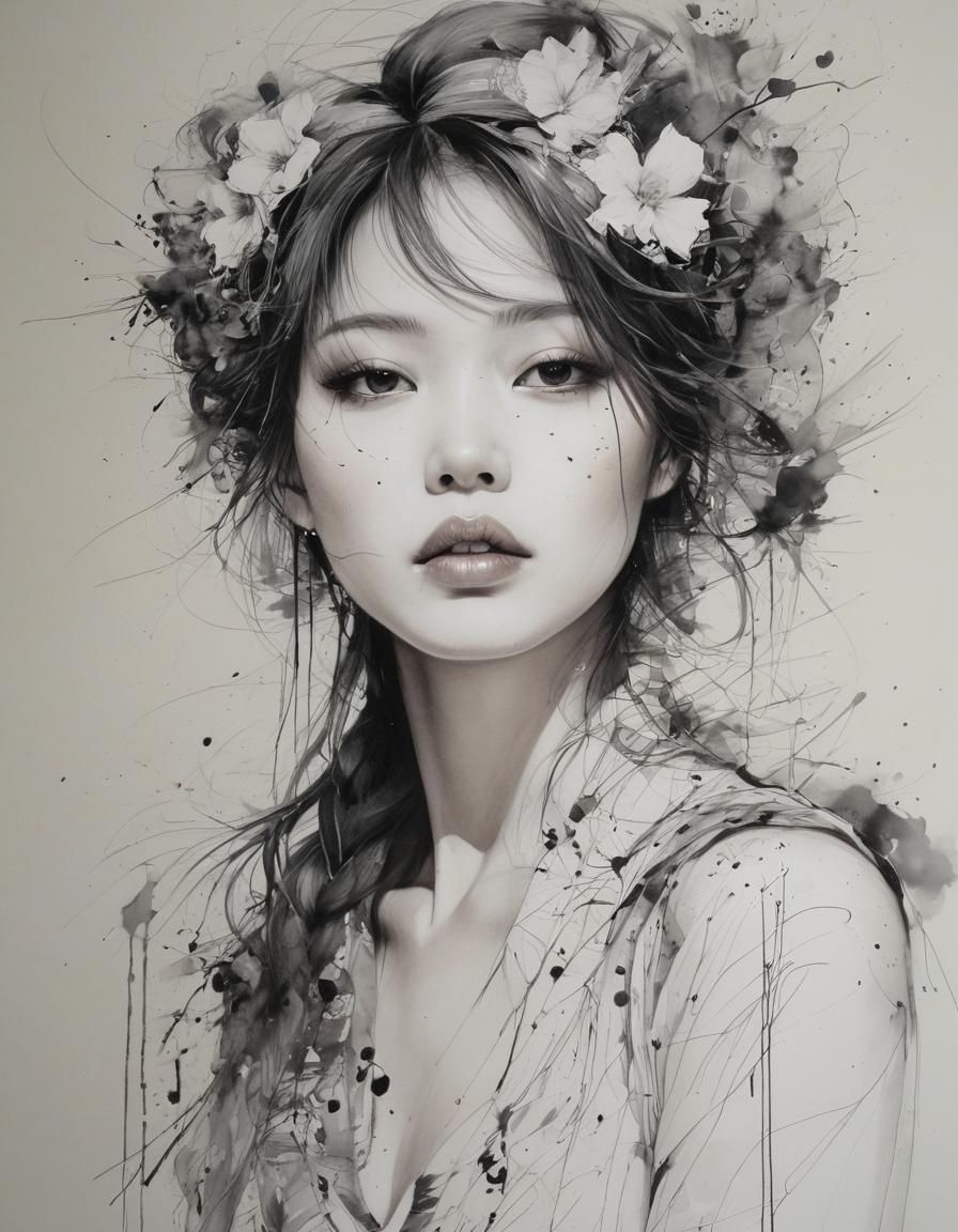 Graffiti Style Abstract Portrait with Bold Lines