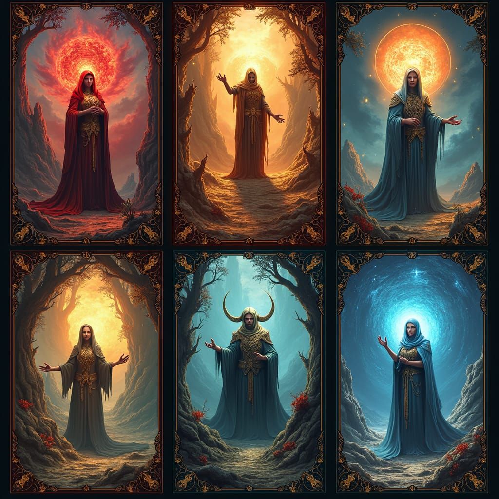 Fantastical Major Arcana Cards in Matte Painting Style