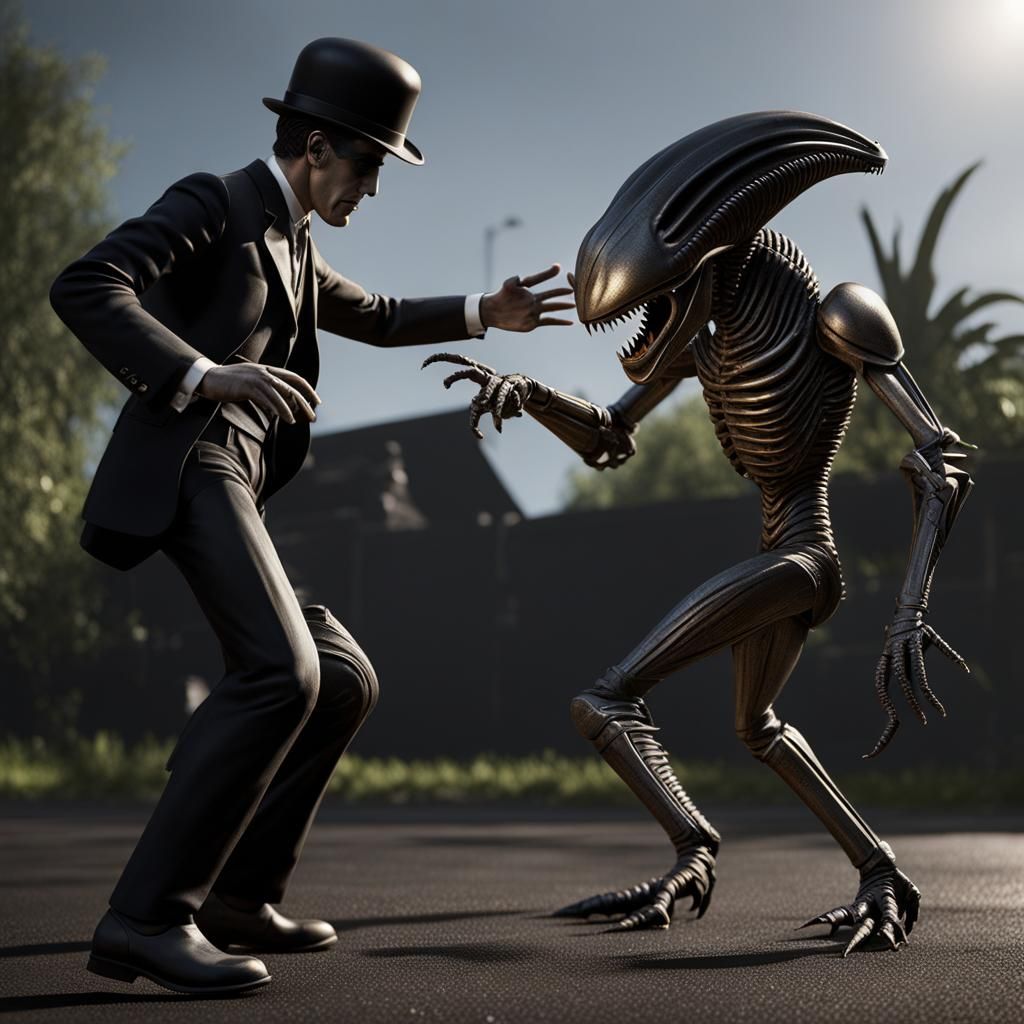 Chaplin Versus Xenomorph: 3D Rendered Comedy