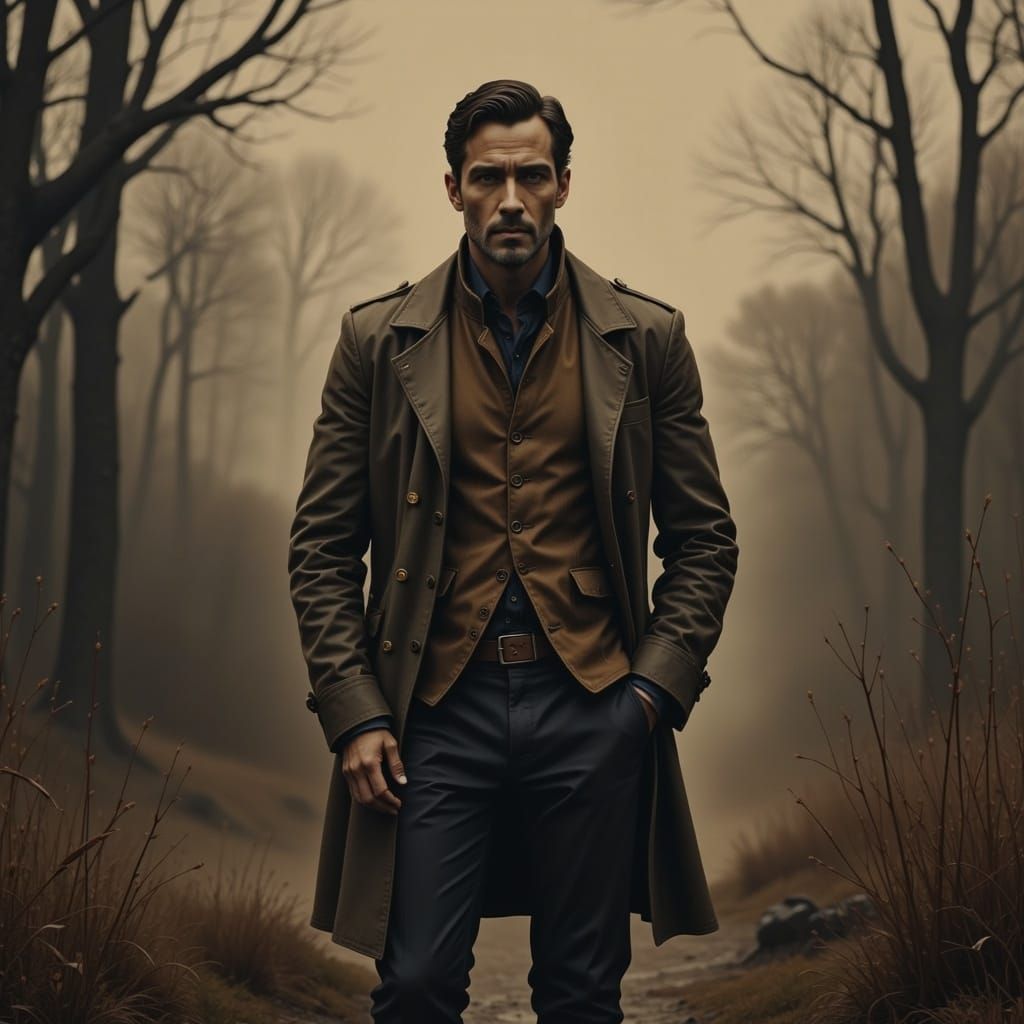 Misty Man Portrait in Wyeth, Caravaggio, Freud Style