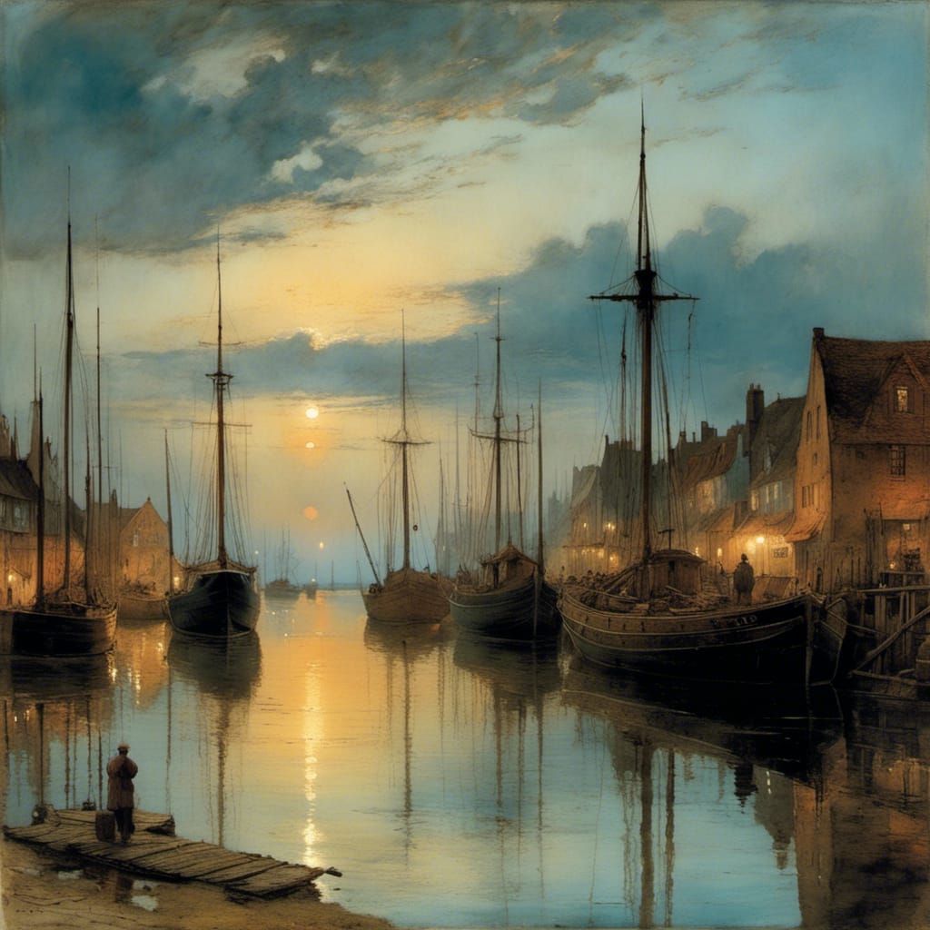 Danish Harbor at Dusk: Inspired by Masters
