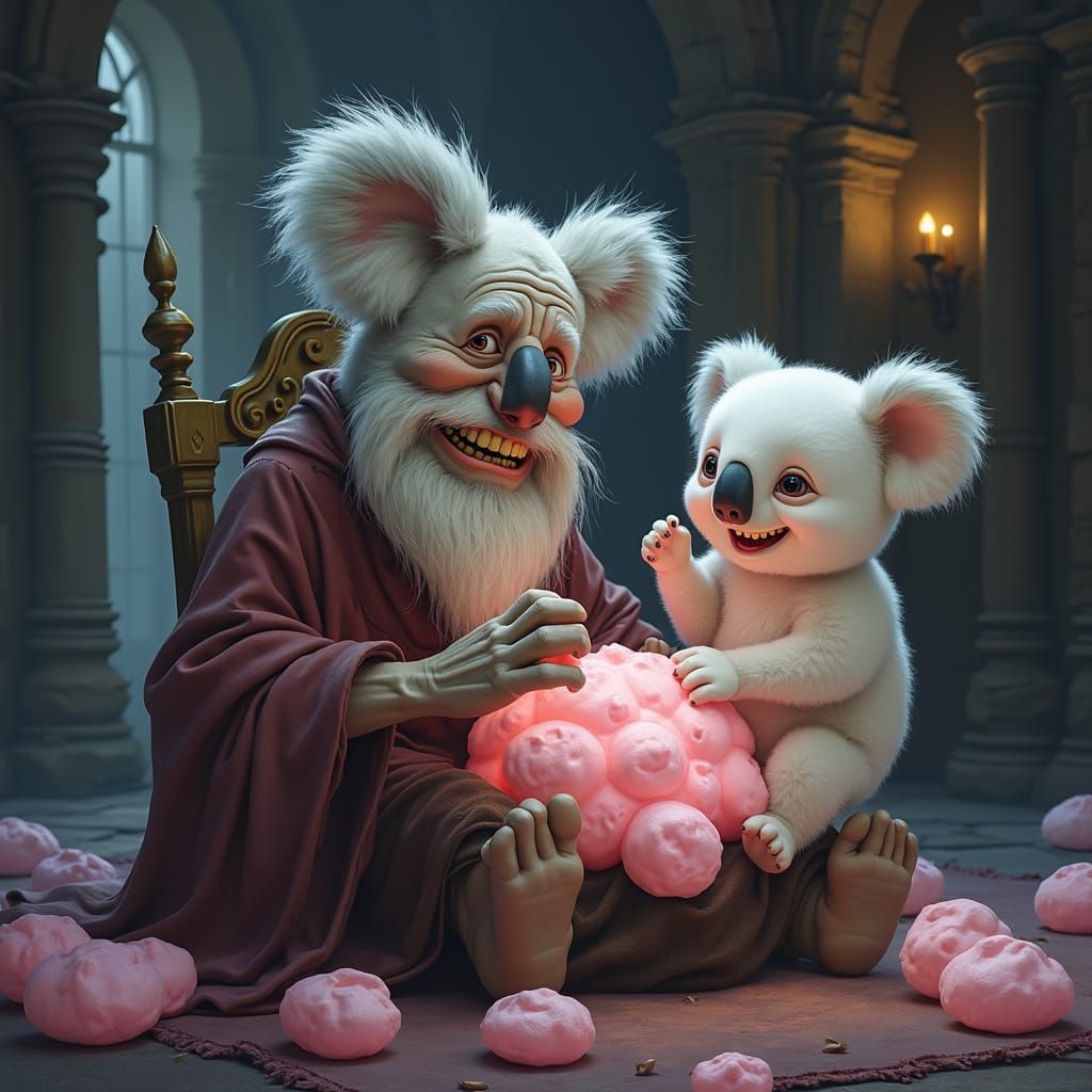 Koala's Whimsical Somersault into a Marshmallow World