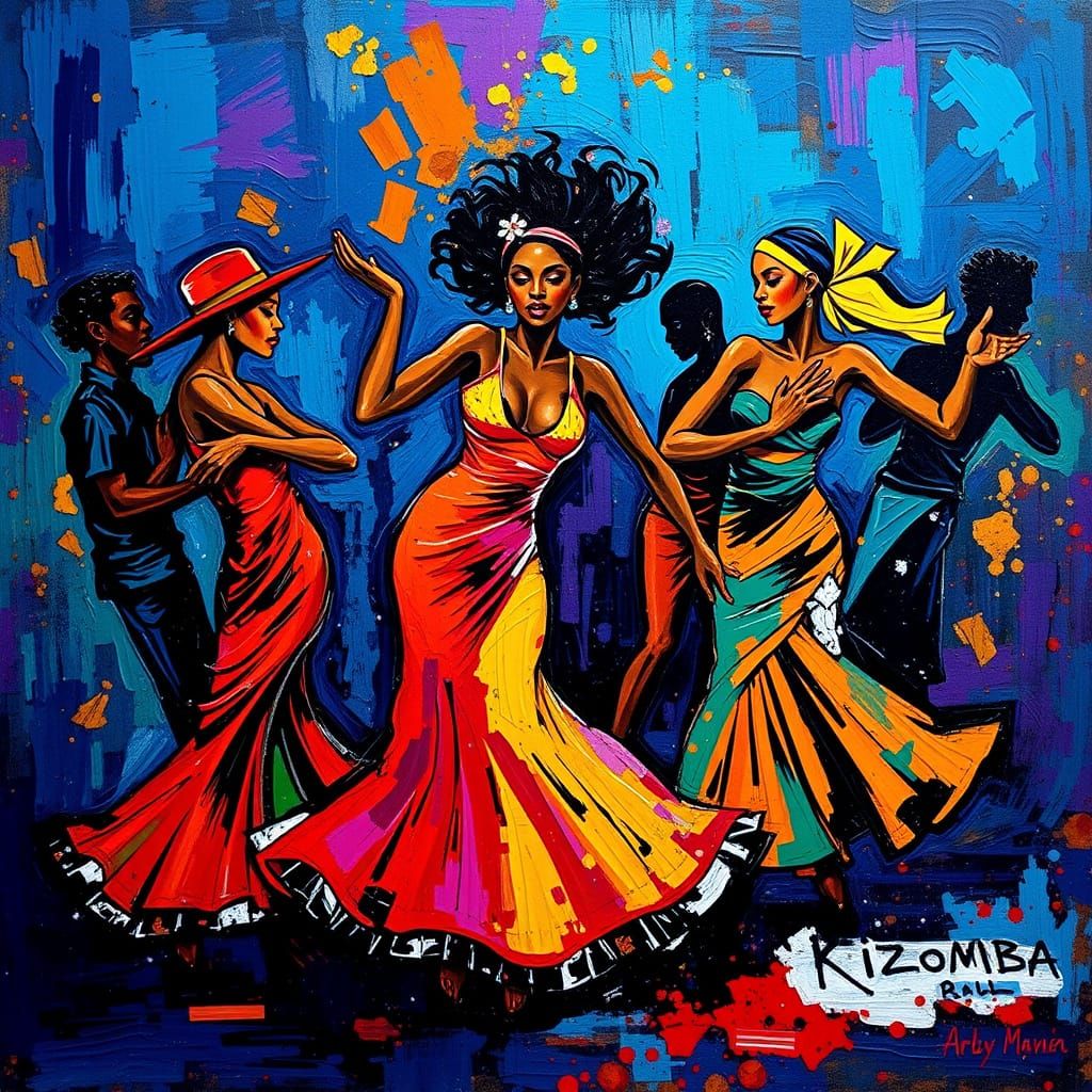 Romantic Kizomba Dancers in Vibrant Afro-Latin Style