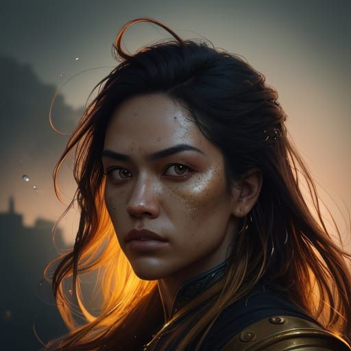 Golden Hour Portrait in Splash Art Style