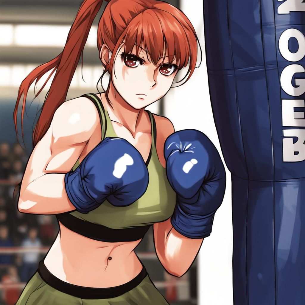 Boxer Training: Anime-Style Punching Bag Art