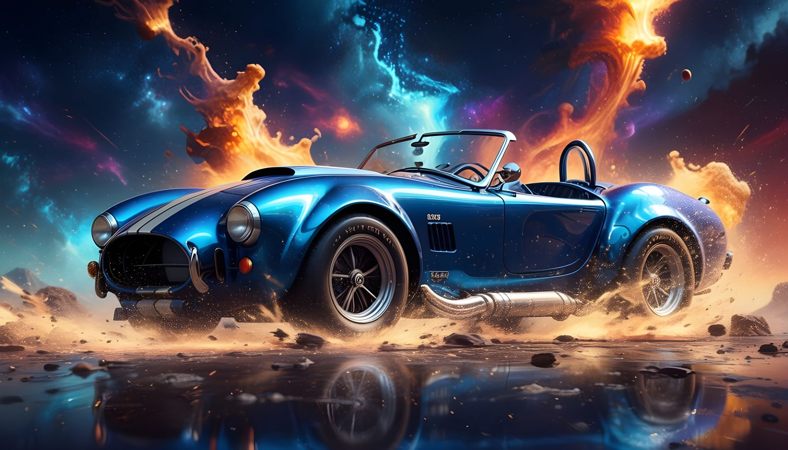 Hyperrealistic Cobra Speeds Through Celestial Stardust