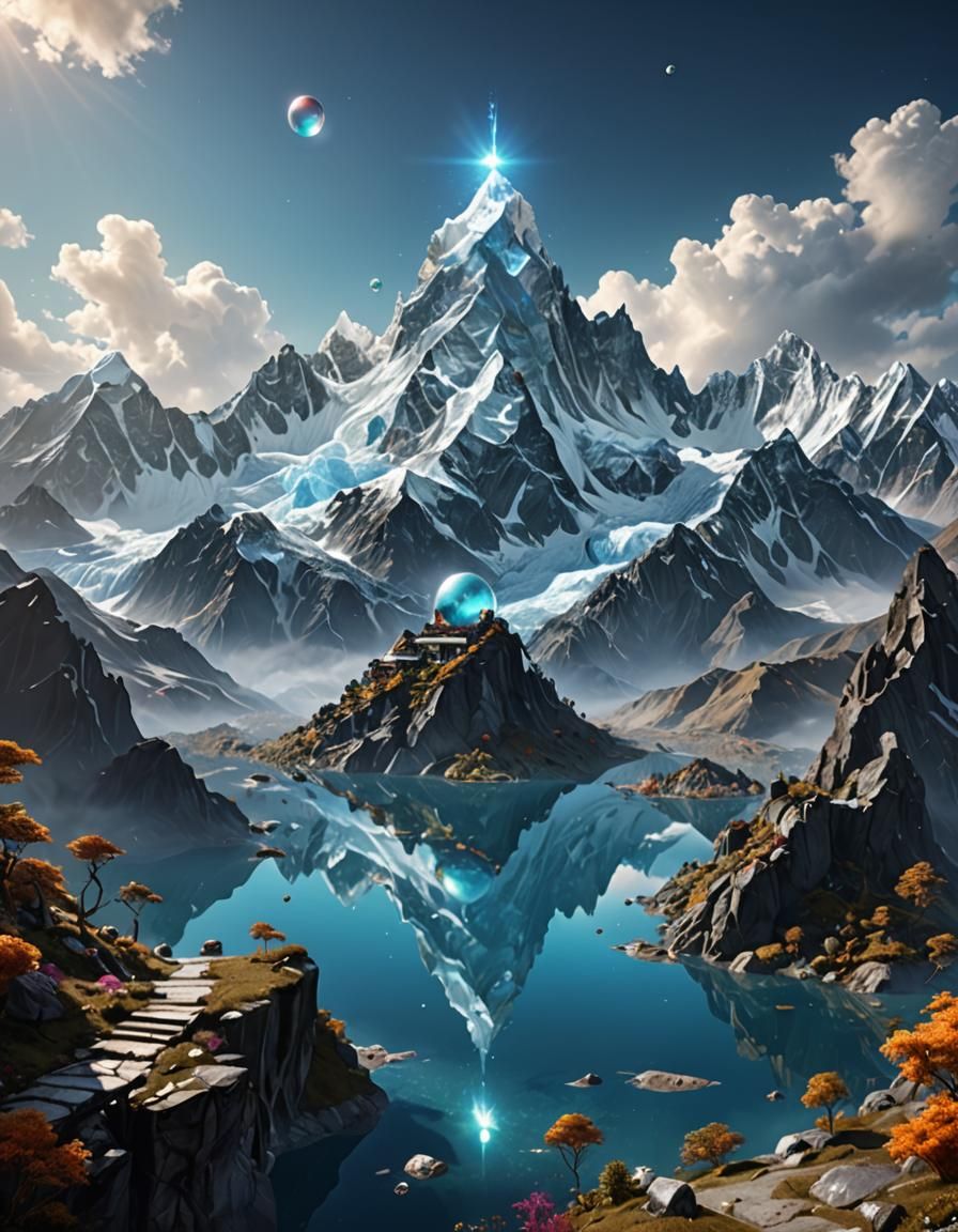 Himalayan Dreamscape with Giant Reflective Pearl