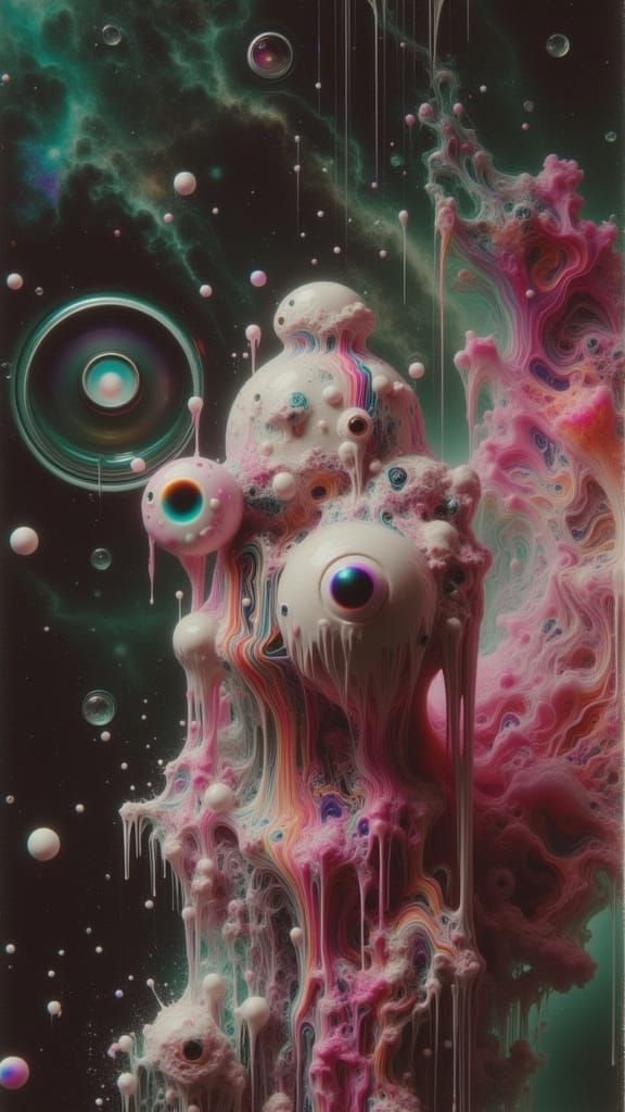 Melting Clock & Galaxy Teacup: Pop Surrealist Art