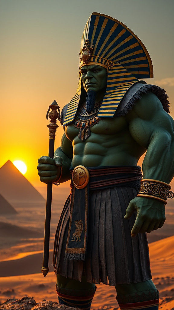Hulk as Egyptian Pharaoh in Ridley Scott Style