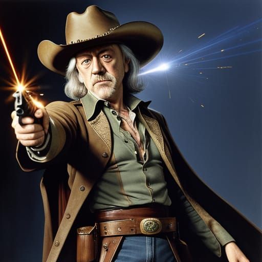Classic Actor in a Futuristic Wild West Scene
