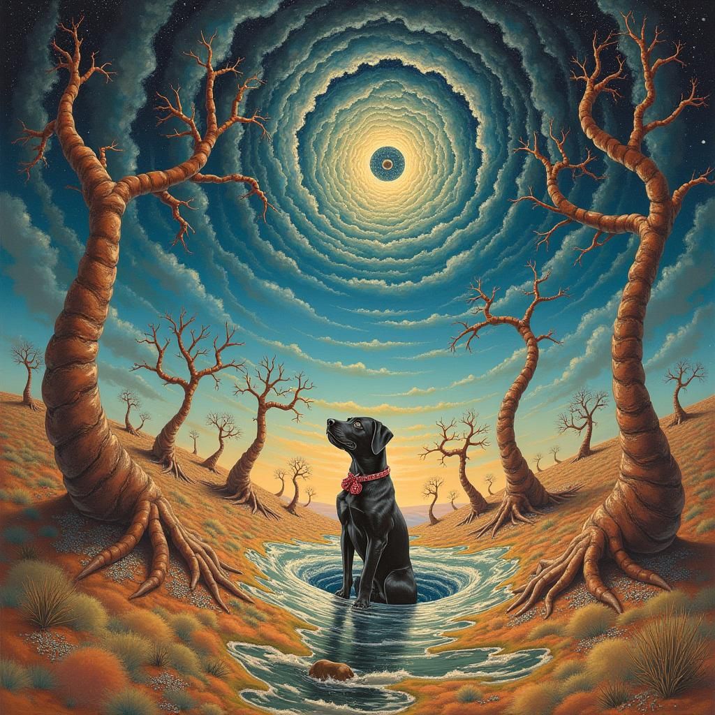 Elastic flora stretching and twisting in a vast surreal land...