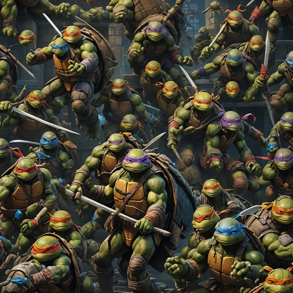 Detailed TMNT Matte Painting in Deep Color