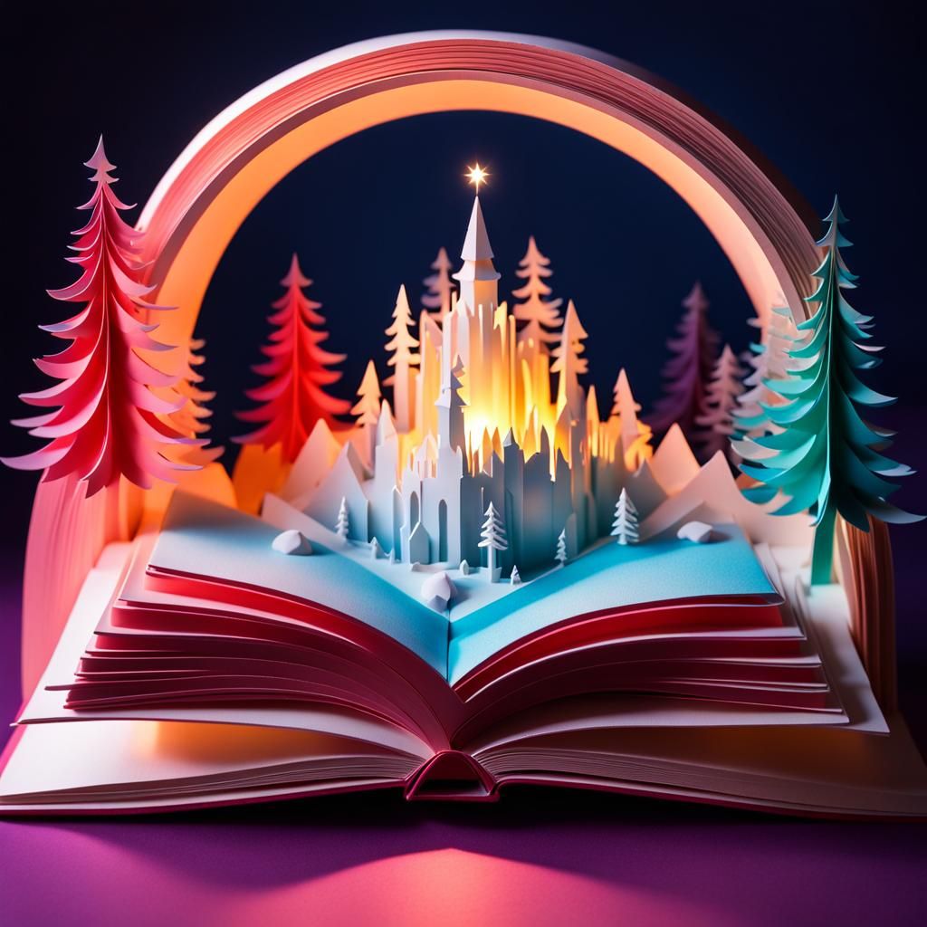 Fantasy Winter Portal in Kirigami Papercraft Style