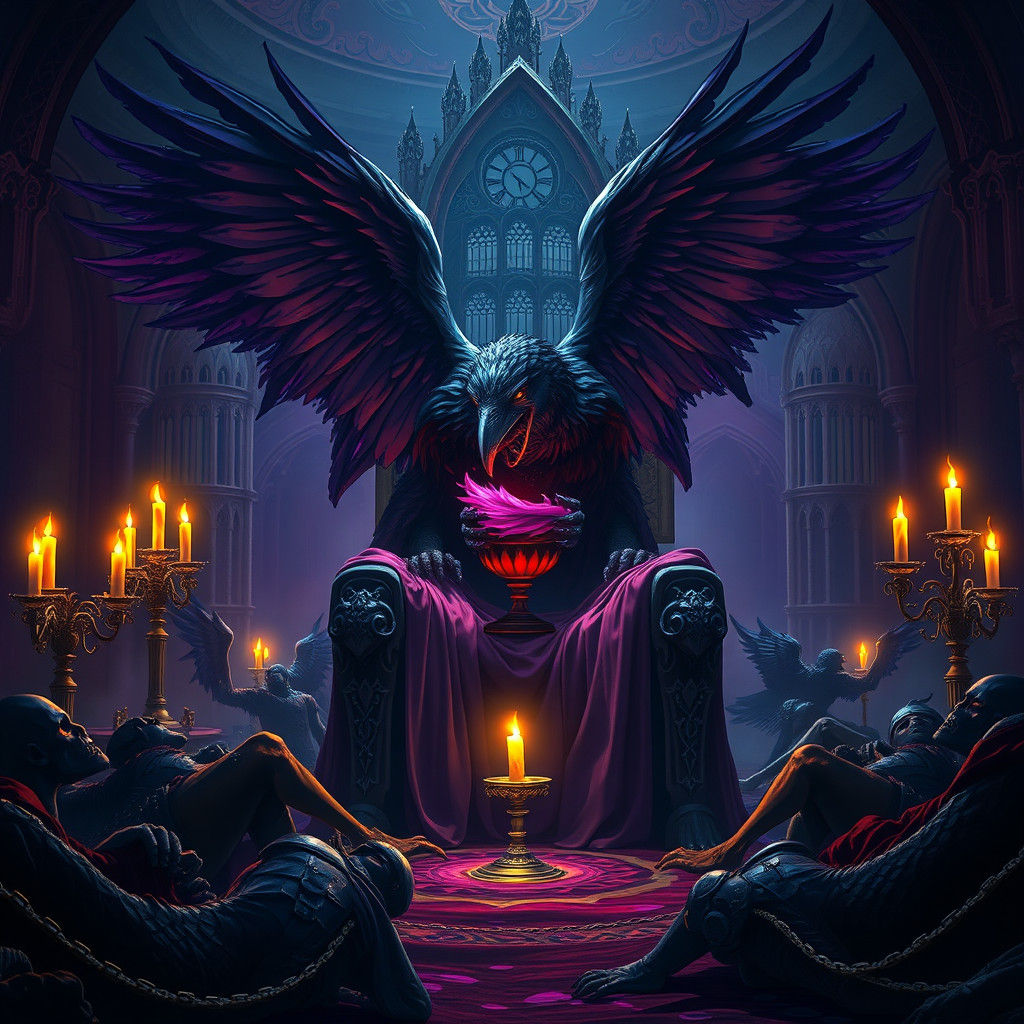 Raven King Sipping Poison on Blood Throne